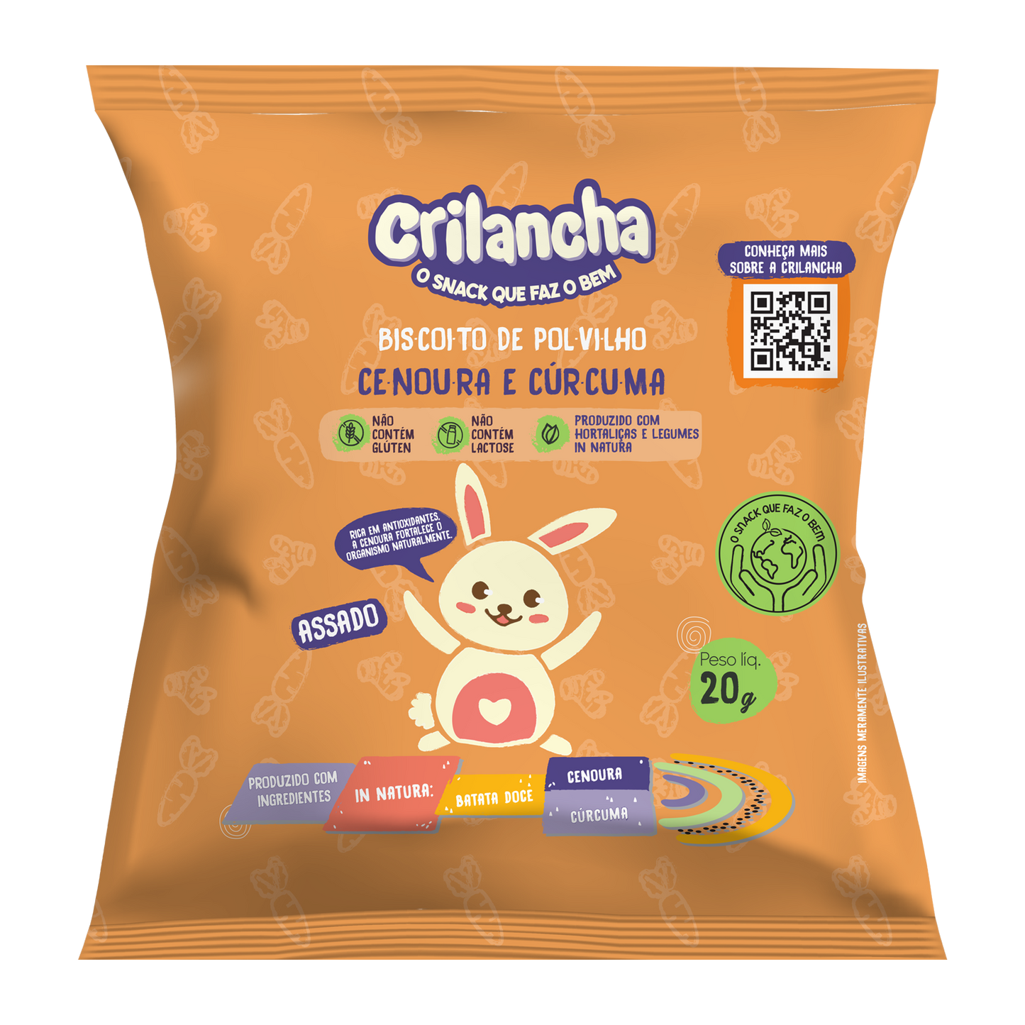 Biscoito de polvilho - Cenoura e curcuma 20g